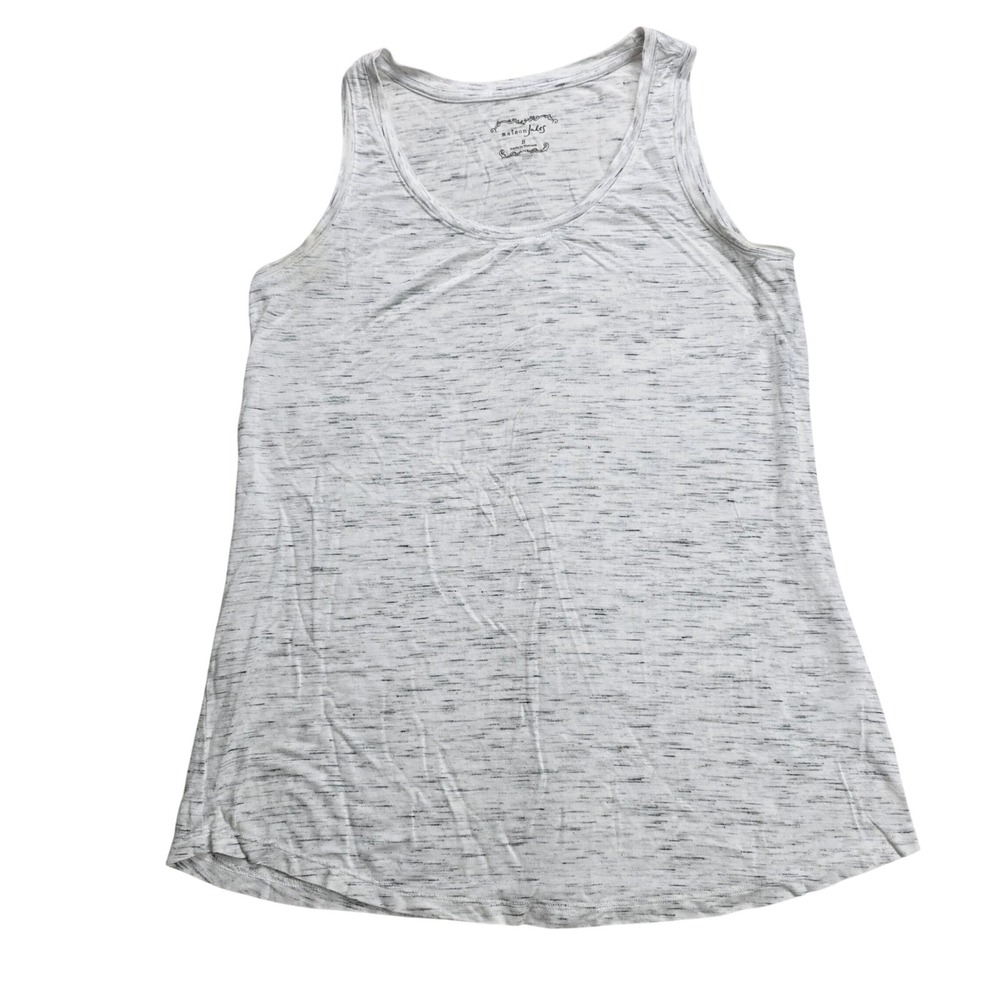 Maison Jules Tank Top Womens Small Grey White Space Dye Scoop Neck